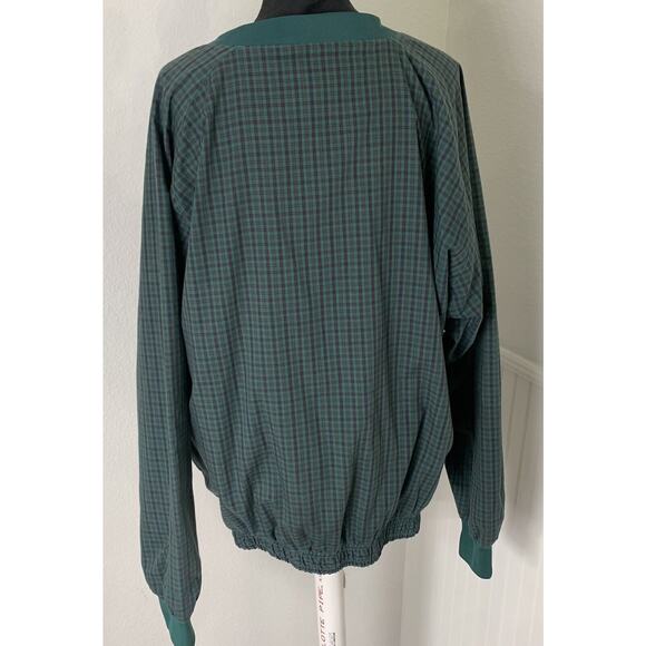 Vntg Equus Golf Mesh‎ Pullover Green Plaid Jacket Water Repellent Sz L Pocketsf - Picture 9 of 9